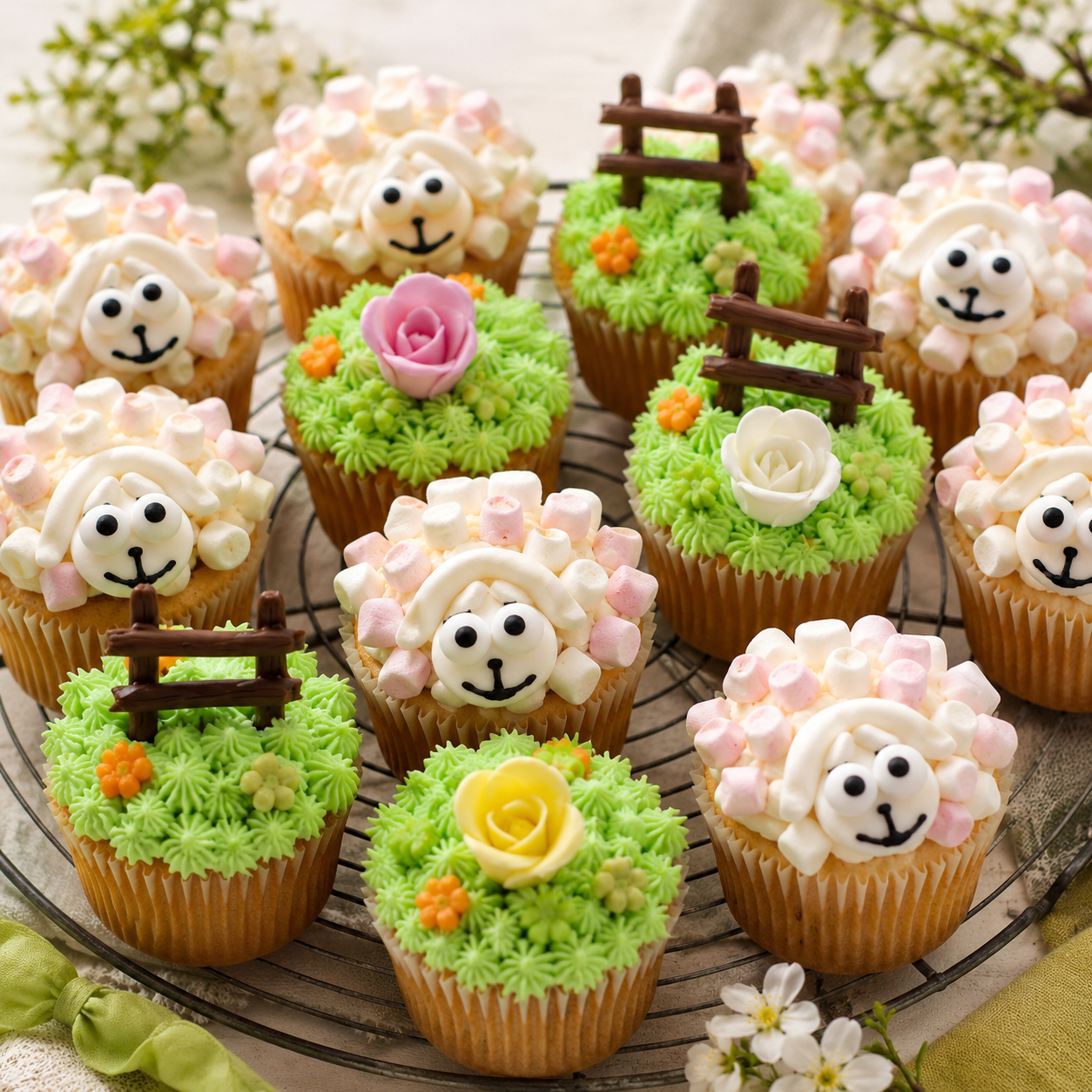 Vanille-Zitrone Schäfchen Cupcakes